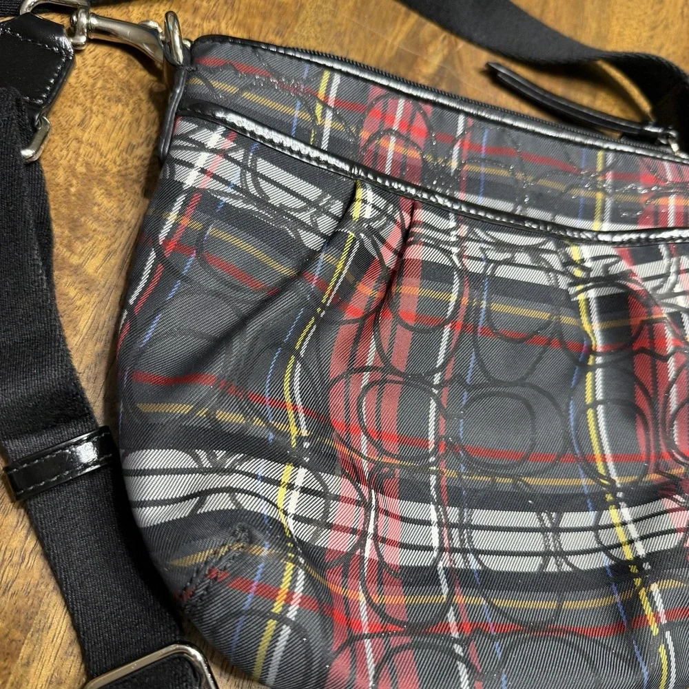 Coach poppy glitter tartan plaid crossbody purse bag and wallet wristlet Set Y2K
